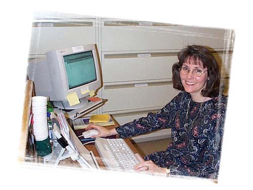 Karen at her desk